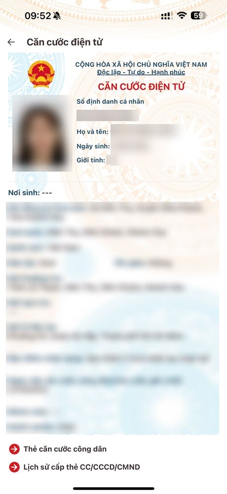 Mẫu screenshot VneID